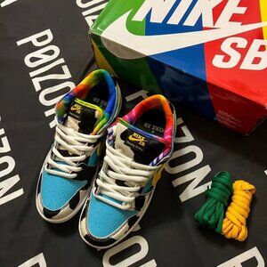 Nike SB Dunk Low x Ben & Jerry's "Chunky Dunky" Cow Print Rainbow Sneakers